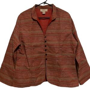 Anii by Natural Earth Tone Striped Button Front Blazer Size XL